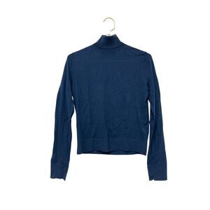 Massimo Dutti Womens Sweater S Small Blue Wool Cashmere Mock Neck NWOT